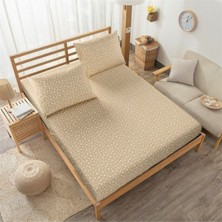 Mertim Çift Kişilik Lastiksiz Sütlü Kahve Yıldız Desenli Çarşaf Takımı 240x260