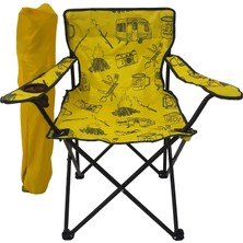 Bofigo Kamp Sandalyesi Katlanır Sandalye Bahçe Koltuğu Piknik Plaj Balkon Sandalyesi Desenli Sarı