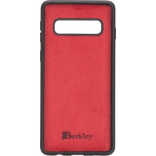 Burkley Samsung Galaxy S10 Kırmızı Deri Arka Telefon Kılıfı