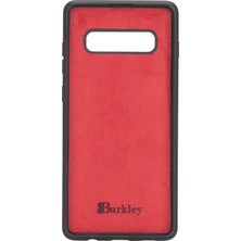 Burkley Samsung Galaxy S10 Plus Kırmızı Deri Arka Telefon Kılıfı