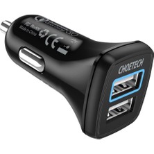Choetech 36W Çift USB Çıkışlı Quickcharge 3.0 Araç Şarj Cihazı - C0051-V5 - Siyah