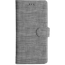 CoverZone Samsung Galaxy J8 Standlı Kartvizitli Kumaş Desen Kılıf Gri