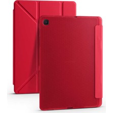 CoverZone Galaxy Tab A7 10.4 T500 2020 Tofu Folding Kalem Tutacaklı Standlı Kılıf Kırmız