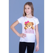 Toontoy Kız Çocuk Ayıcıklı Sıng Baskılı Tişört