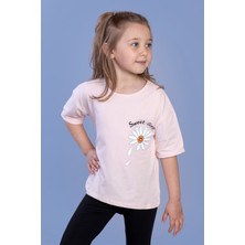 Toontoy Kız Çocuk Papatya Desenli Sweet Girls Baskılı Tişört