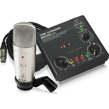 Behringer Voice Studio Kayıt Paketi  C-1 Kondenser Mikrofon MIC500 USB Vakum Tüp Preamfi / Ses Kartı