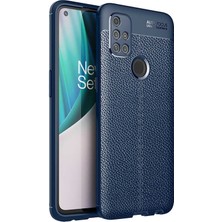 Case Street Oneplus Nord N10 5g Kılıf Niss Silikon Deri Görünümlü Lacivert