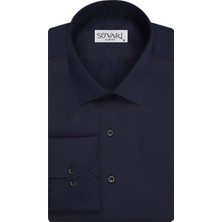 Süvari Slim Fit Armür Desenli Lacivert Erkek Gömlek