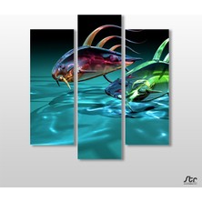 Technopa 3D Deniz Altı ve Balık Kanvas Tablo 111 x 120 cm