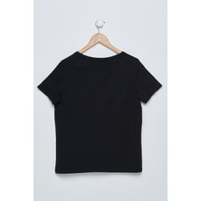 D'or Chiton Kadın Siyah V Yaka T-Shirt