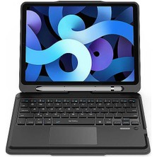 Bizimgross Apple iPad 6.nesil 2018 9.7 Inç Wiwu Keyboard Folio Kablosuz Wireless Klavyeli Tablet Kılıfı Siyah