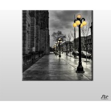 Technopa Gold Sokak Lambası Kanvas Tablo 160 x 160 cm