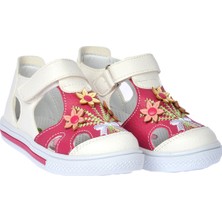 Kiko Şb 2211-16 Orto Pedik Kız Çocuk Bebe Ayakkabı Sandalet Beyaz Fuşya