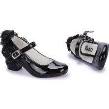 Kiko 754 Rugan Günlük Kız Çocuk 4 cm Topuk Babet Ayakkabı Siyah
