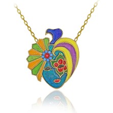 Turkuaz Taşlı Renkli Mineli Gökkuşağı Maske Gümüş Kolye