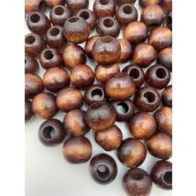 Hedef Bijuteri 20MM Kahverengi Ahşap,tahta Boncuk (100GR,~50 Adet Boncuk)