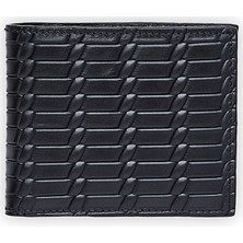 Emnana Sepet Baskılı Erkek Deri Cüzdan - Siyah