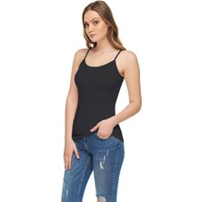 Tutku Elit Siyah  1 Adet Kadın Ip Askılı Modal Likralı Pamuklu Atlet Tekli Ambalaj 2001