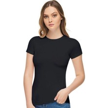 Tutku Elit Kadın Siyah 2 Li Paket Elestan Pamuklu Likralı Kısa  Kol Body Tekli Ambalaj 2202