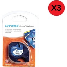 Dymo Şerit Let. Plastik 12 mm x 4 M 3'lü Beyaz