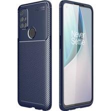 Smcase Oneplus Nord N10 5g Kılıf Negro Karbon Dizayn+Full Ekran Koruma Nano Lacivert