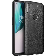 Smcase Oneplus Nord N10 5g Kılıf Niss Deri Görünümlü Silikon+Full Ekran Siyah