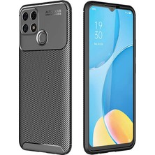 Smcase Oppo A15 Kılıf Negro Karbon Dizayn Silikon+Nano Glass Siyah