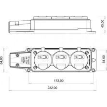 Bemis Bemis, 1/16A.220V.IP54 Kaucuk Üçlü Grup Prız, BK1-1402-3613