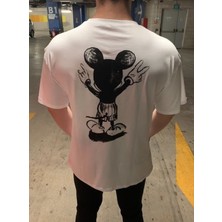 Amor Man Mıckey Mouse Dijital Sırt Baskılı Yeni Sezon Bol Kesim Oversize Erkek Tşört