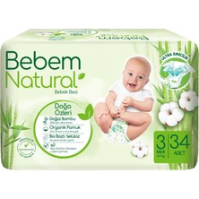 Bebem Bebek Bezi Natural Jumbo Ekonomik Pk Beden:3 (4-9kg) Midi 68 Li