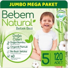 Bebem Bebek Bezi Natural Jumbo Mega Pk Beden:5 (11-18KG) Junior 120 Li
