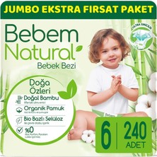 Bebem Bebek Bezi Natural Jumbo Ekstra Fırsat Pk Beden:6 (15+Kg) Ekstra Large 240'LI
