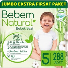 Bebem Bebek Bezi Natural Jumbo Ekstra Fırsat Pk Beden:5 (11-18KG) Junior 288'LI