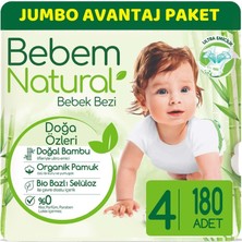 Bebem Bebek Bezi Natural Jumbo Avantaj Pk Beden:4 (7-14KG) Maxi 180'LI