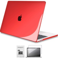 Codegen Apple 13" Macbook Air A1932 A2179 A2337 M1 Kristal Kırmızı Kılıf Koruyucu + Ekran Filmi