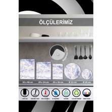 Saban Gri Mermer Cam Kesme Tahtası - Sunum Tabağı| Çap 20 cm.