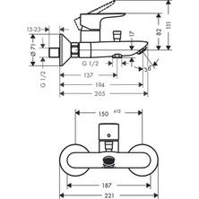Hansgrohe Talis E Banyo Bataryası Aplike Mat Bronz 71740140