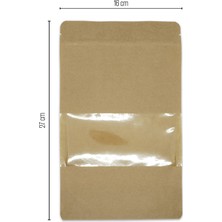 Paketleme Tezgahı Kraft Pencereli Kilitli Doypack 50'li 16 x 27 x 8 cm