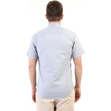 Ymz Moda Slimfit  Çıtçıtlı Kısa Kol Gömlek -Açık Gri