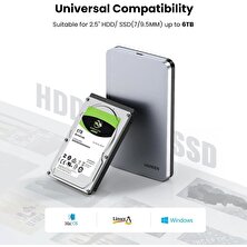 Ugreen USB Type-C 3.1 Gen2 2.5 Inch HDD SSD Alüminyum Harici Disk Kutusu