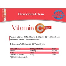 VİTAMİN C MAX - ACVİSON Üçlü Etki C Vitamini (1000 Mg) D3 Vitamini (25 Μg) Çinko (15 Mg) İçeren Takviye Edici Gıda