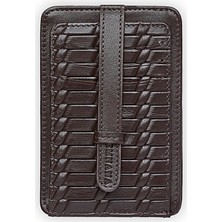 Emnana Kemer Detaylı Sepet Dokulu Deri Kartlık - Kahverengi