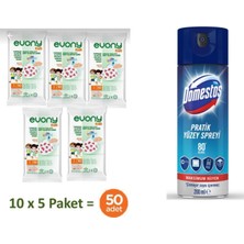 Çocuk Hijyen Paketi 5X10 Evony Çocuk Maskesi - 1 Adet Domestos 200 ml Yüzey Dezenfekte Spreyi