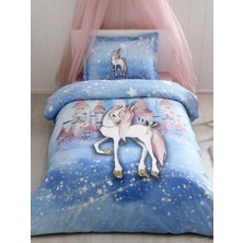 Özdilek Unicorn Dream Fosforlu Tek Kişilik Nevresim Takımı Mavi
