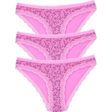 Pemilo Kadın 3'lü Paket Desenli  Bikini Külot Pembe