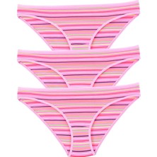 Pemilo Kadın 3'lü Paket Desenli  Bikini Külot Pembe