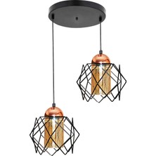 Modi Lighting 2'li Modern Siyah Bakır Sarkit Avize MOD-AV-4409-2BSY
