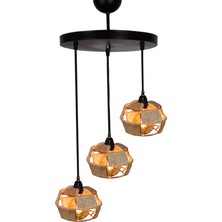 Modi Lighting 3'lü Bakır Yuvarlak Kafes Halatlı Sarkıt Avize Mod-Av- 4407-4CY
