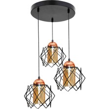 Modi Lighting 3'lü Modern Siyah Bakır Sarkit Avize MOD-AV-4409-3BSY