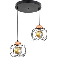 Modi Lighting 2'li Modern Siyah Bakır Sarkit Avize MOD-AV-4410-2BSY